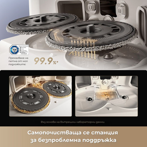 Автоматично мокро почистване, измиване и сушене на мопове