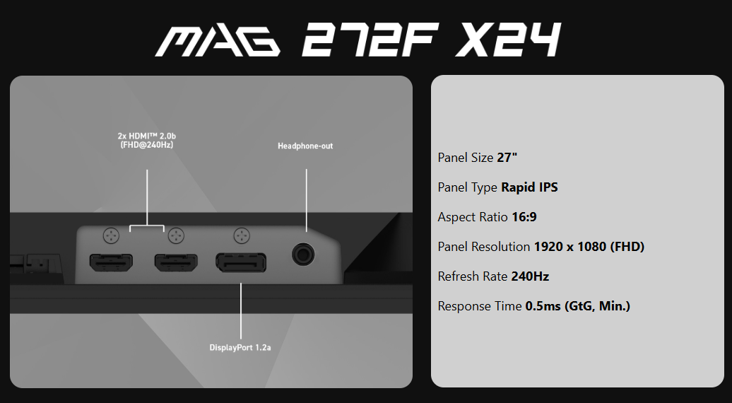 MSI 27 MAG 272PF X24 Gaming