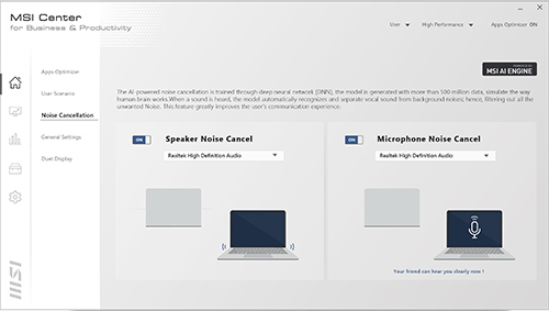 MSI Center Noise Cancellation