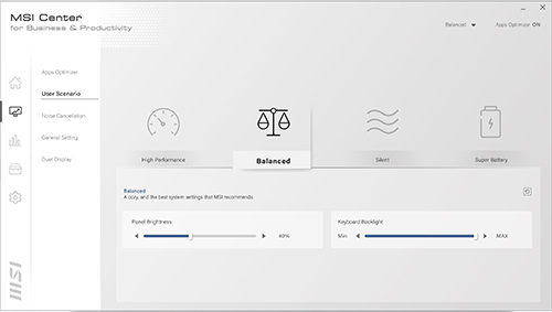 MSI Center User Scenario