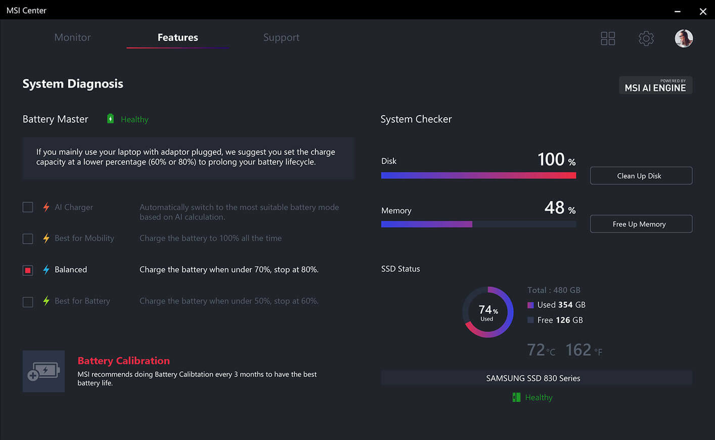 MSI Center Battery Master