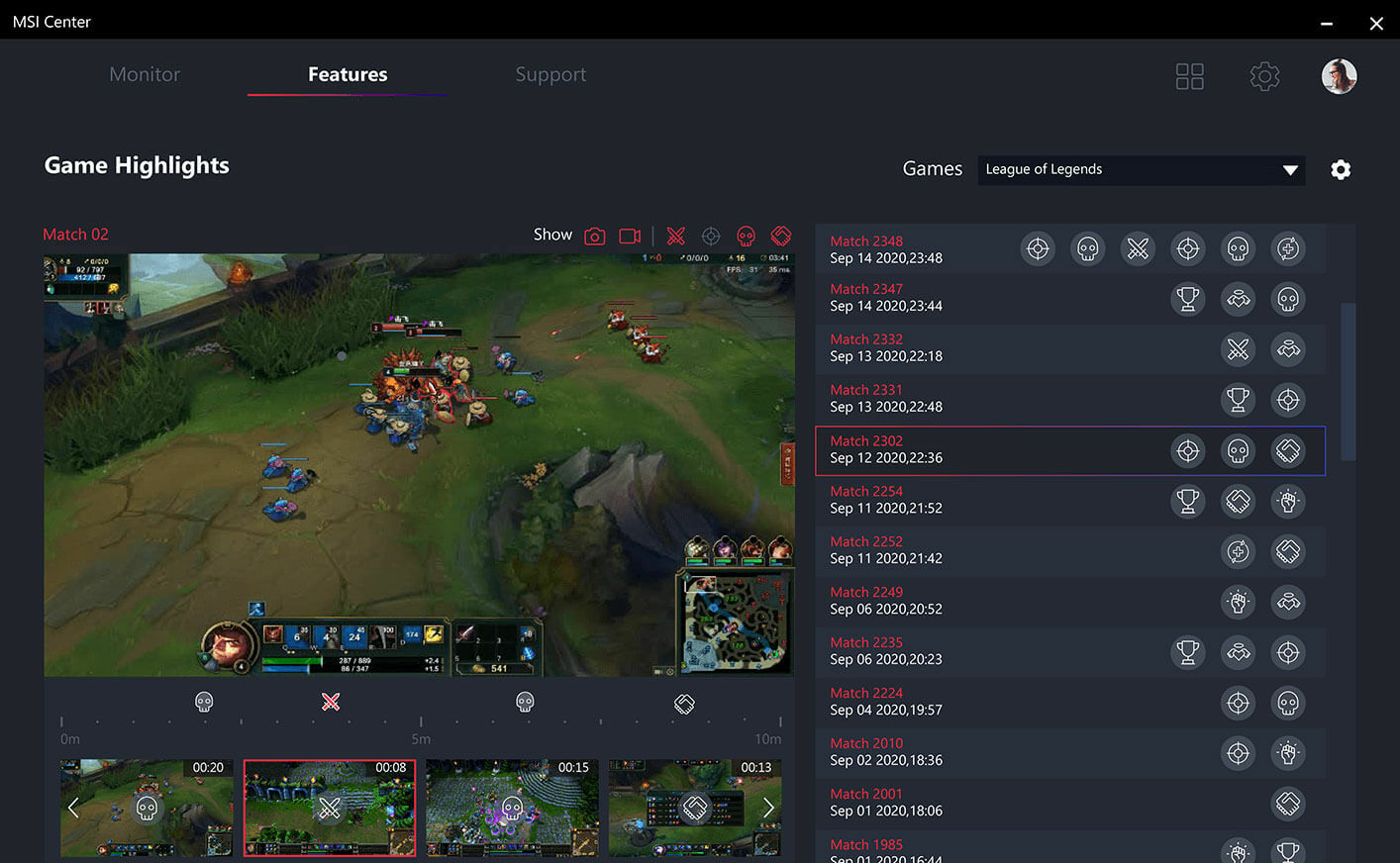 MSI Center Game Highlights