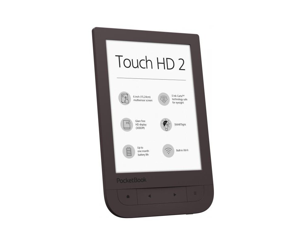 Електронна книга POCKETBOOK TOUCH HD2 6" PB631-2 , ТЪМНОКАФЯВ, SMARTLIGHT ТЕХНОЛОГИЯ 2