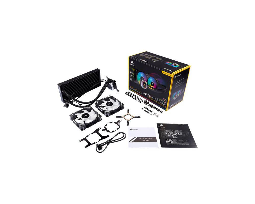 Охладител за процесор Corsair Hydro Series H100i RGB PLATINUM Liquid CPU Cooler, an all-in-one liquid CPU cooler with a 240mm radiator and vivid RGB lighting that’s built for extreme CPU cooling, Cooling Socket Support Intel 115x, Intel 2011/2066, AMD AM3/AM2/AM4, TR4 3