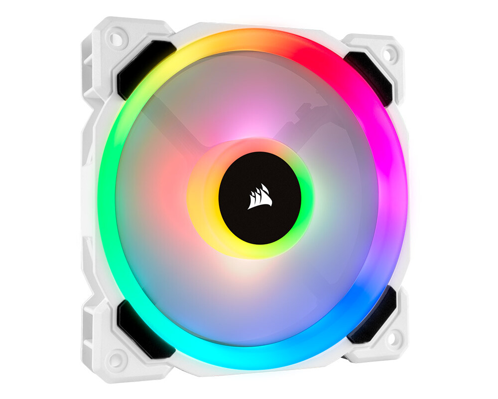 Вентилатор CORSAIR LL120 RGB White 120mm Dual Light Loop RGB LED PWM Fan 3 Pack with Lighting Node PRO 2