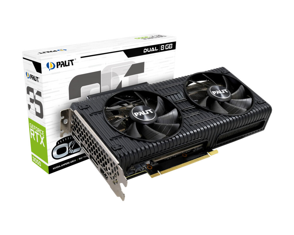 Видеокарта Palit GeForce RTX 3050 Dual 8GB GDDR6 2
