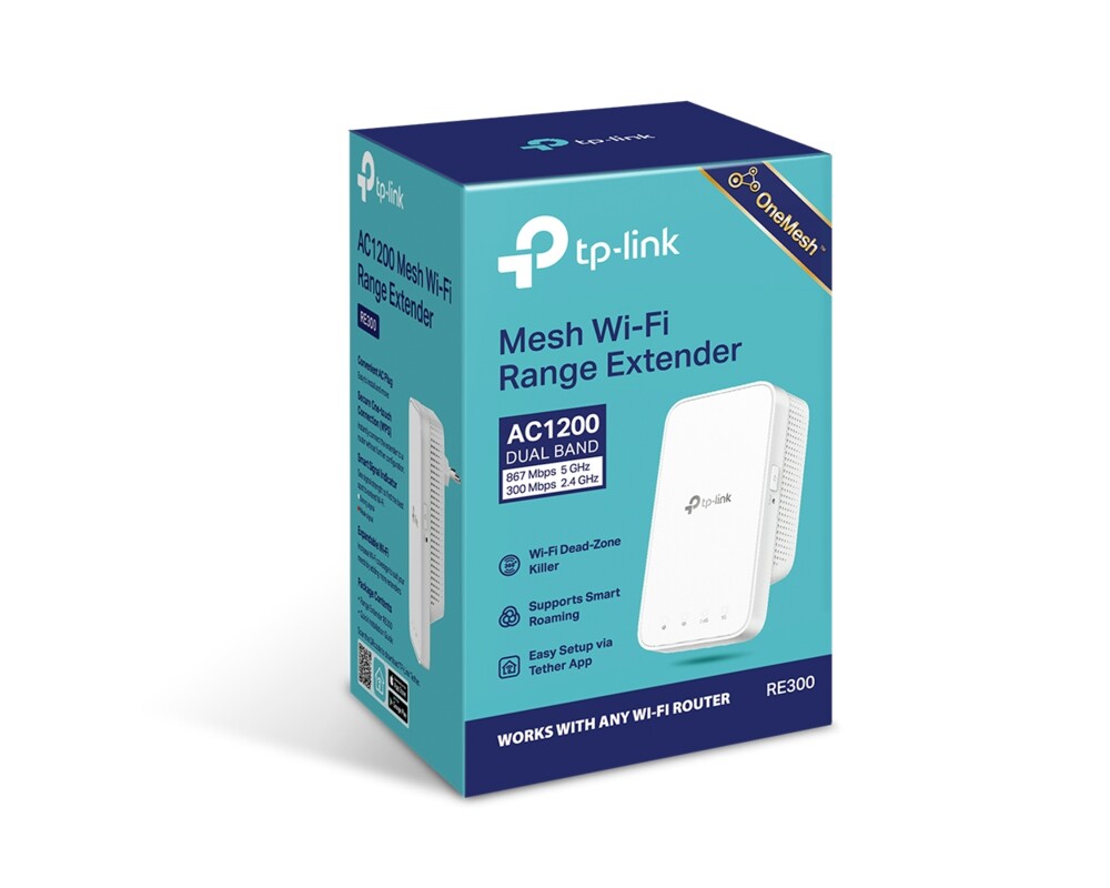 Безжичен усилвател TP-Link RE300 AC1200 Mesh 8 Безжичен усилвател TP-Link RE300 AC1200 Mesh 8