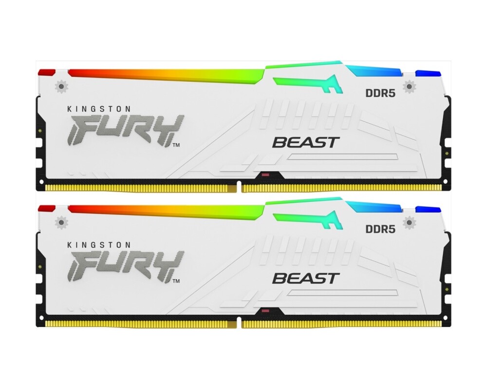 Памет 32GB(2x16) Kingston Fury Beast White RGB DDR5 6000MHz 3