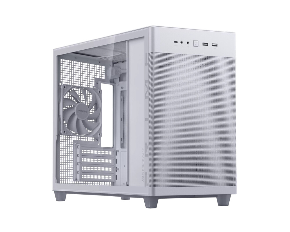 Кутия ASUS PRIME AP201 Tempered Glass, MicroATX, Бяла 5