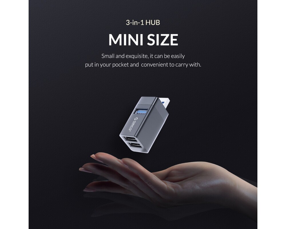 USB хъб Мини USB 3.0 хъб 3 в 1 Orico MINI-U32L-GY 8
