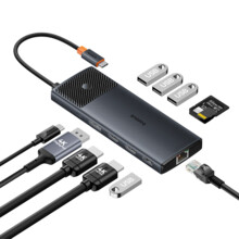 Baseus Metal Gleam Series II 11-в-1 USB Type C към HDMI, DisplayPorts, USB-A x 2, USB-C PD, SD/TF B00061801123-00 700641 B00061801123-00 на топ цена - PIC.bg
