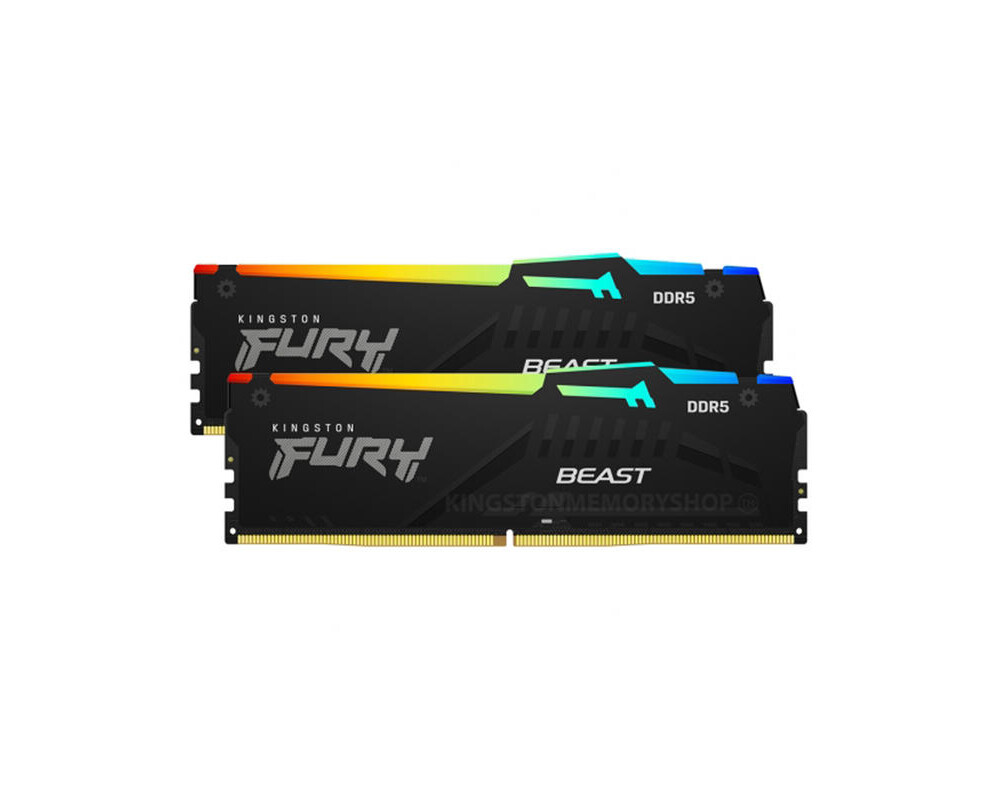 Памет Kingston FURY Beast RGB Black 32GB (2x16GB) DDR5 6000MHz CL36 KF560C36BBE2AK2-32 Памет Kingston FURY Beast RGB Black 32GB (2x16GB) DDR5 6000MHz CL36 KF560C36BBE2AK2-32