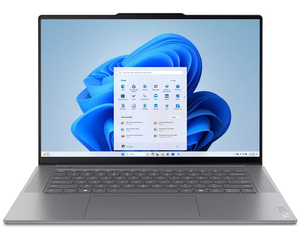 Лаптоп LENOVO YOGA Slim 7 Intel Core Ultra 7 258V 15.3inch 2.8K 500N 120Hz HDR Touch 32GB DDR5 1TB PCIe W11H Luna Grey 3y 2