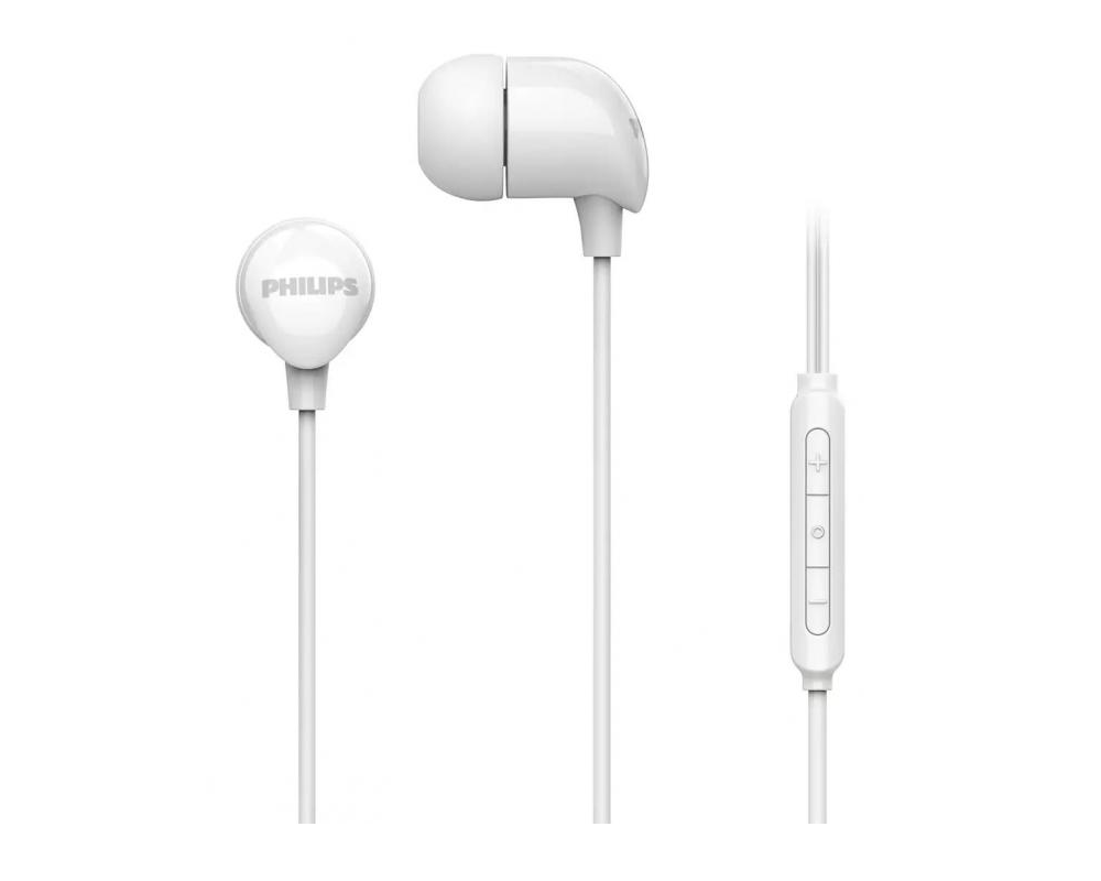 Слушалки PHILIPS In-ear headphones with mic 8.6mm drivers white