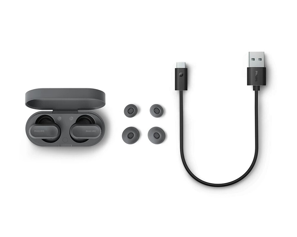 Слушалки PHILIPS True Wireless Earbuds IPX4 Make calls using a single earbud Up to 24 hours play time gray 4
