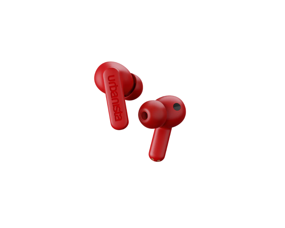 Слушалки URBANISTA ATLANTA Bluetooth earphones black 34 hours total playtime Hybrid active noise cancelling Touch controls IPX4 red 2