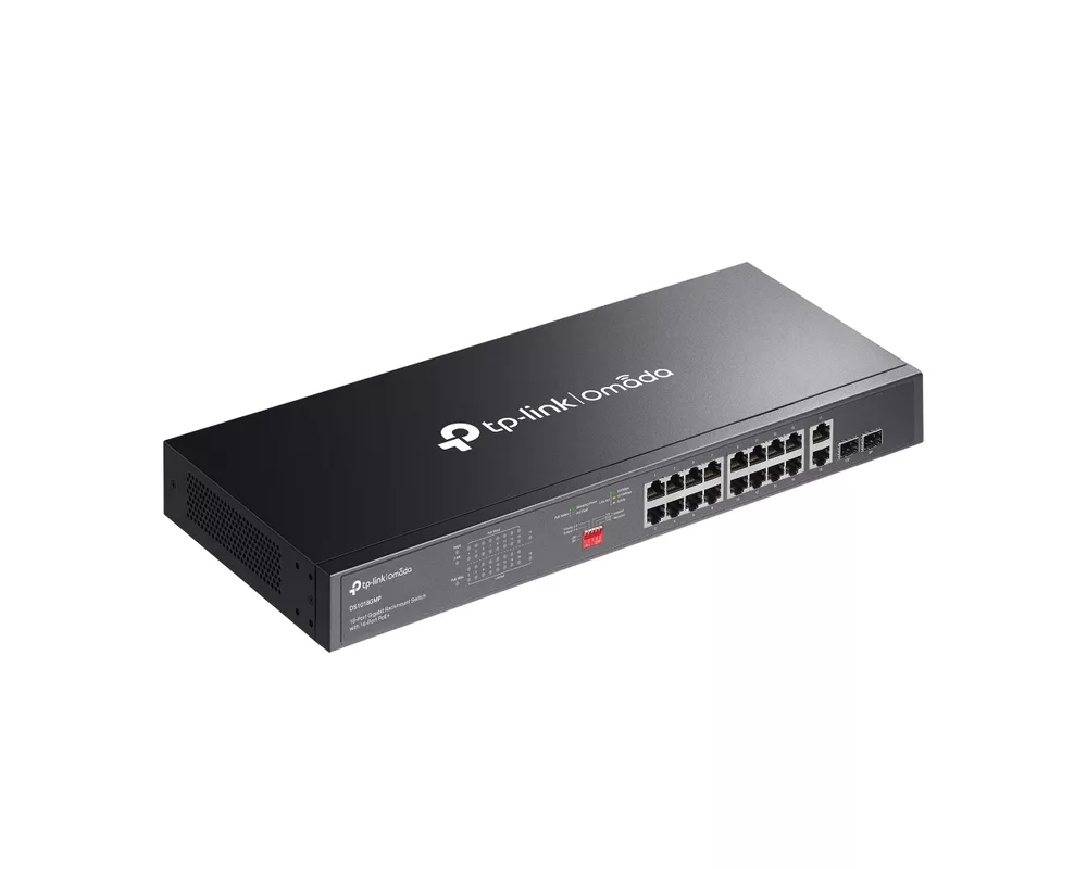 Switch (Комутатор) 18-портов гигабитен неуправляем комутатор TP-Link Omada DS1018GMP с 16-портов PoE+ 4