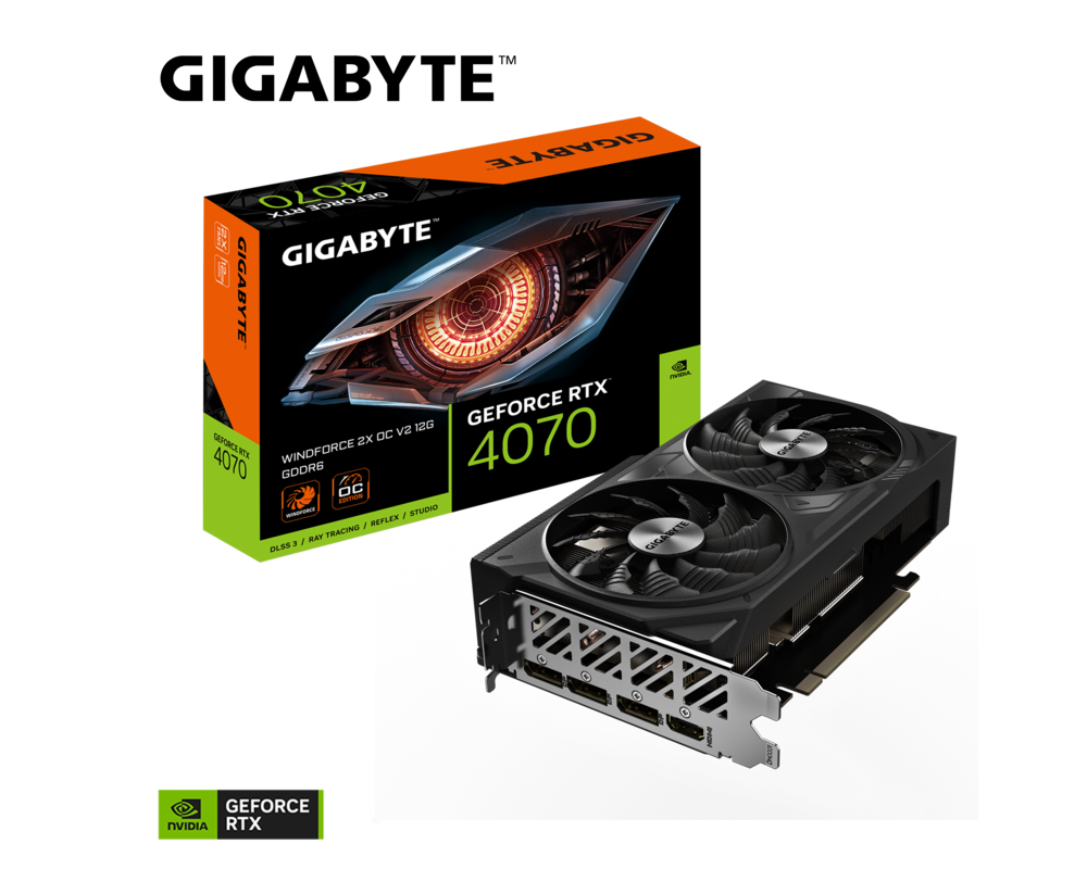 Видеокарта Gigabyte GeForce RTX™ 4070 WINDFORCE 2X OC V2 12G 2