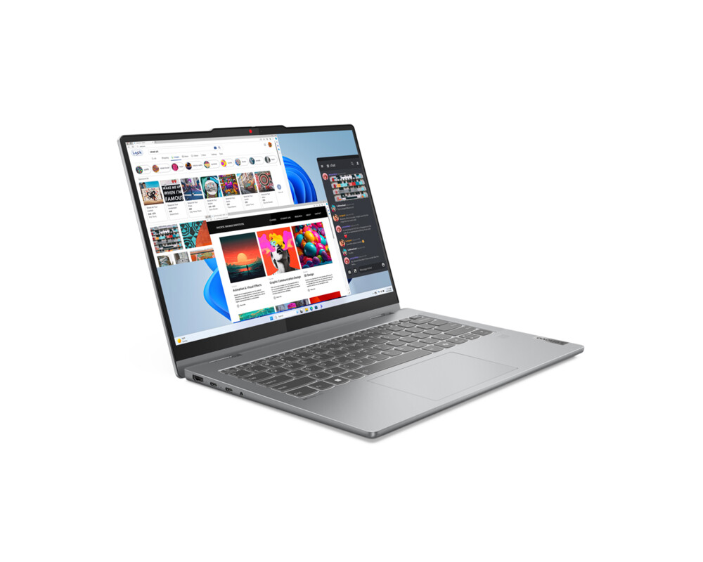 Лаптоп LENOVO IdeaPad 5 2-in-1 AMD Ryzen 7 8845HS 14inch WUXGA OLED 400N Touch 16GB DDR5 1TB PCIe W11H Luna Grey 2y + Pen 4