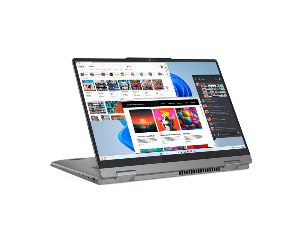 Лаптоп LENOVO IdeaPad 5 2-in-1 AMD Ryzen 7 8845HS 14inch WUXGA OLED 400N Touch 16GB DDR5 1TB PCIe W11H Luna Grey 2y + Pen 9
