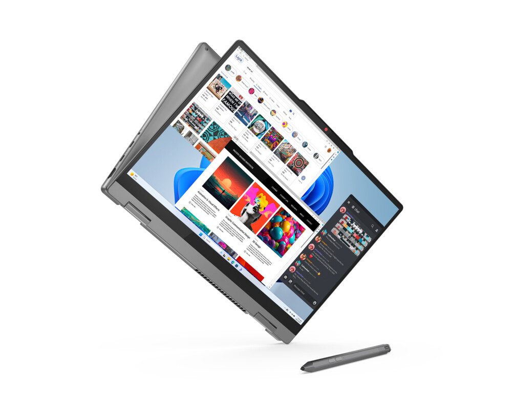 Лаптоп LENOVO IdeaPad 5 2-in-1 AMD Ryzen 7 8845HS 14inch WUXGA OLED 400N Touch 16GB DDR5 1TB PCIe W11H Luna Grey 2y + Pen 11