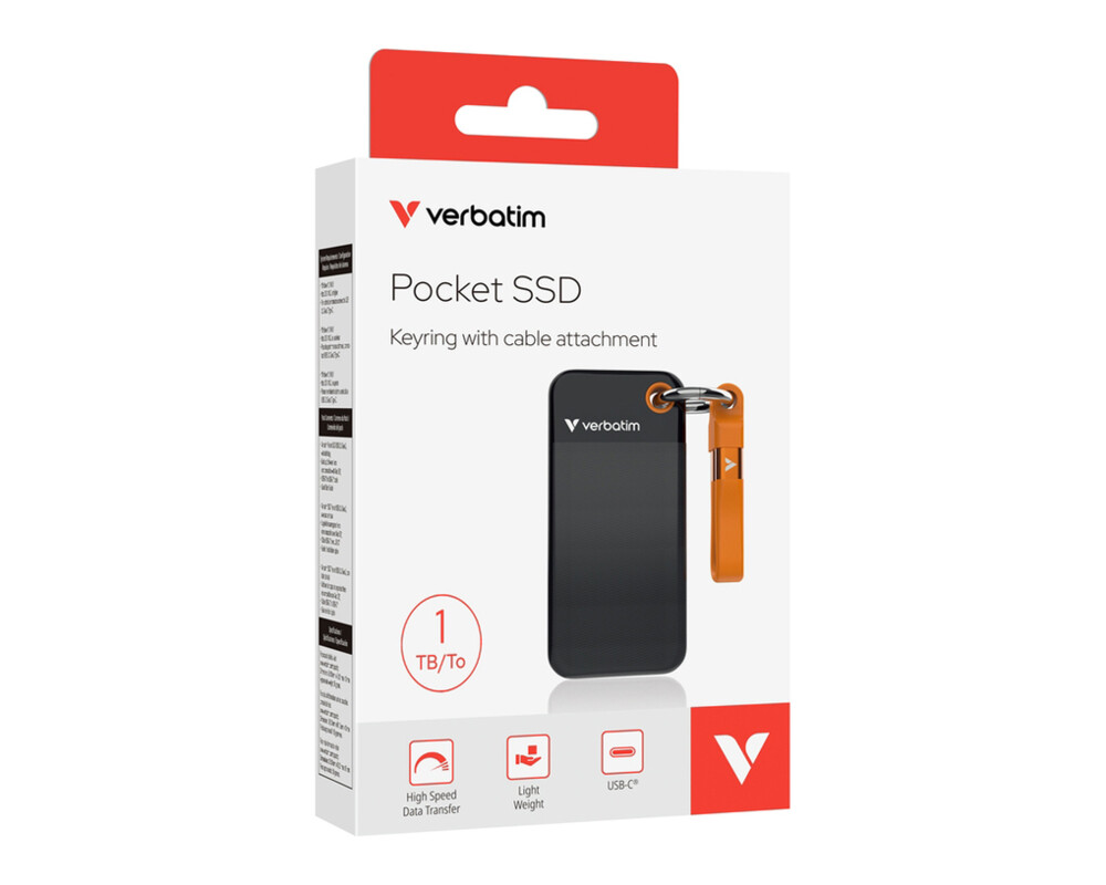 SSD Verbatim Pocket SSD USB 3.2 Gen 2 1TB Black/Orange 4