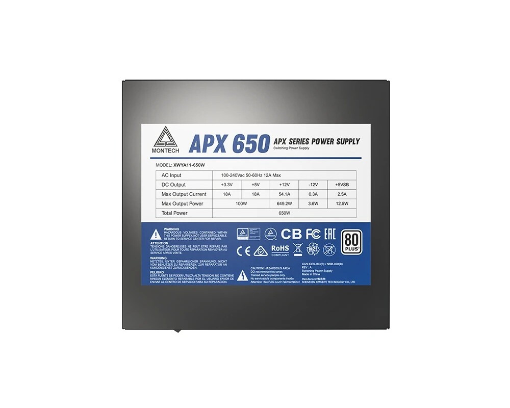 Захранване Montech 650W - APX - 80 Plus White 2