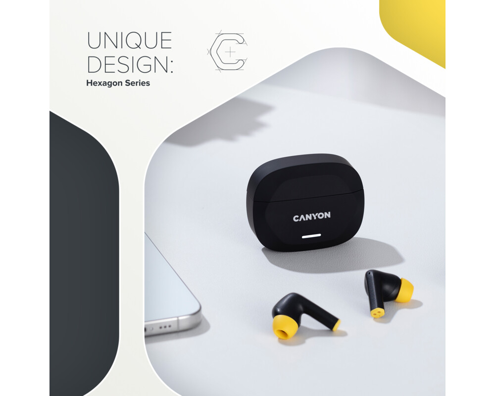 Слушалки Безжични слушалки Canyon HEXAGON 7, черен/жълт 4