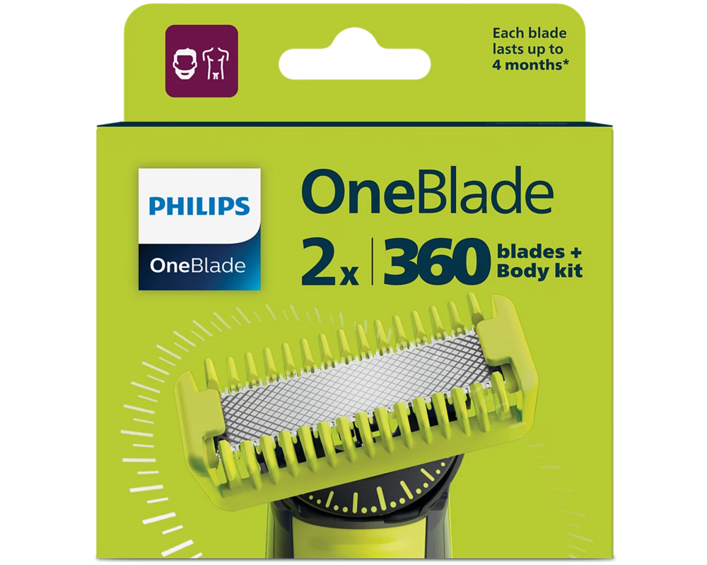 Аксесоар за лична грижа PHILIPS OneBlade replacement blades 2 x 360 Blades and 1 Body Kit 3 Аксесоар за лична грижа PHILIPS OneBlade replacement blades 2 x 360 Blades and 1 Body Kit 3