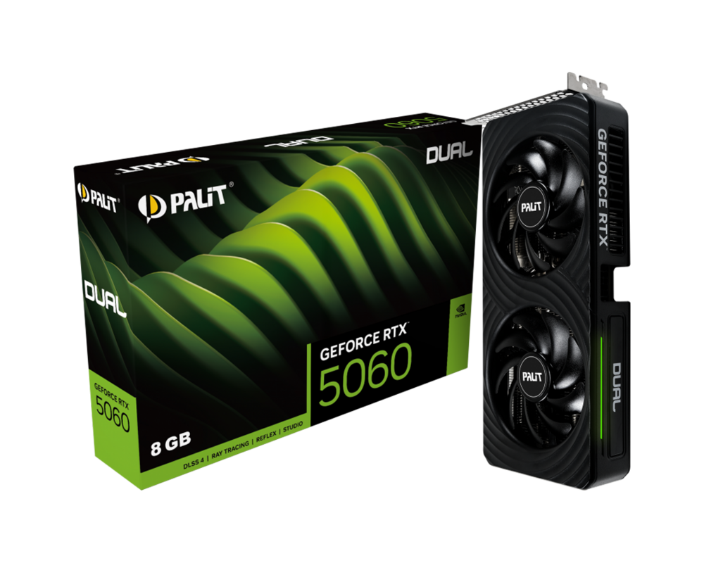 Видеокарта PALIT GeForce RTX 5060 Dual 8GB GDDR7 Видеокарта PALIT GeForce RTX 5060 Dual 8GB GDDR7