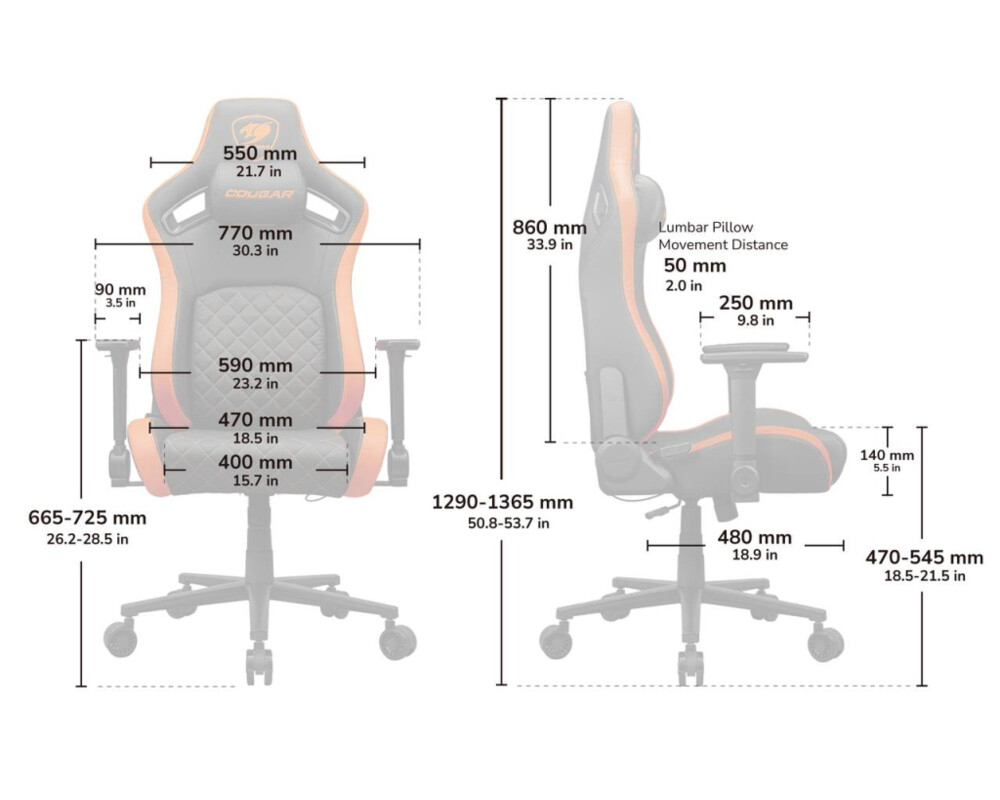 Геймърски стол Cougar Chair Defensor Gold 14