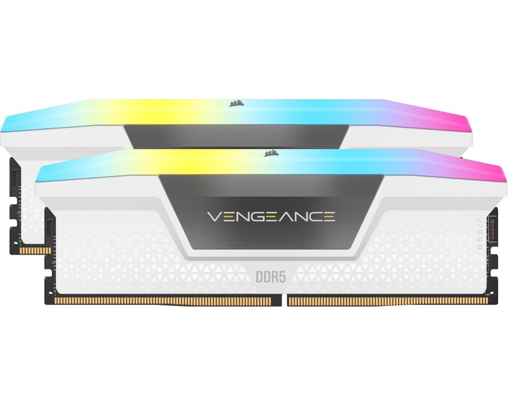 Памет CORSAIR VENGEANCE RGB DDR5 32GB (2 x 16GB) DDR5 6000 CL30-36-36-76 1.40V Intel XMP & AMD EXPO - White Памет CORSAIR VENGEANCE RGB DDR5 32GB (2 x 16GB) DDR5 6000 CL30-36-36-76 1.40V Intel XMP & AMD EXPO - White