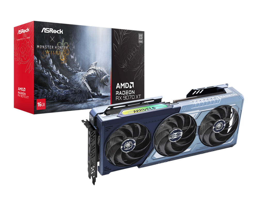 Видеокарта ASROCK AMD Radeon RX 9070 XT Monster Hunter 16GB GDDR6 256-bit 3