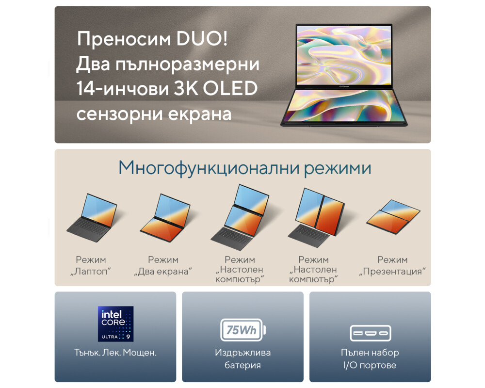 Лаптоп ASUS Zenbook Duo 2024 UX8406CA-QL077X 5