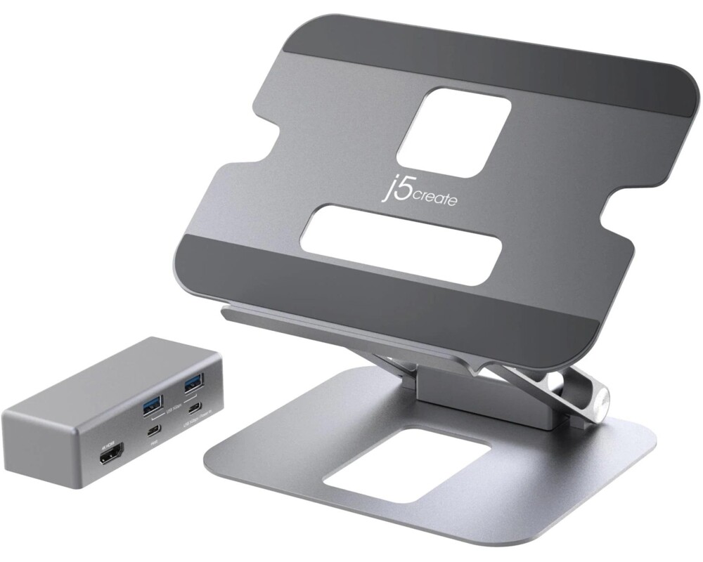 Докинг станция Поставка за лаптоп с докинг станция j5create JTS327, до 16", USB-C, 4K 2