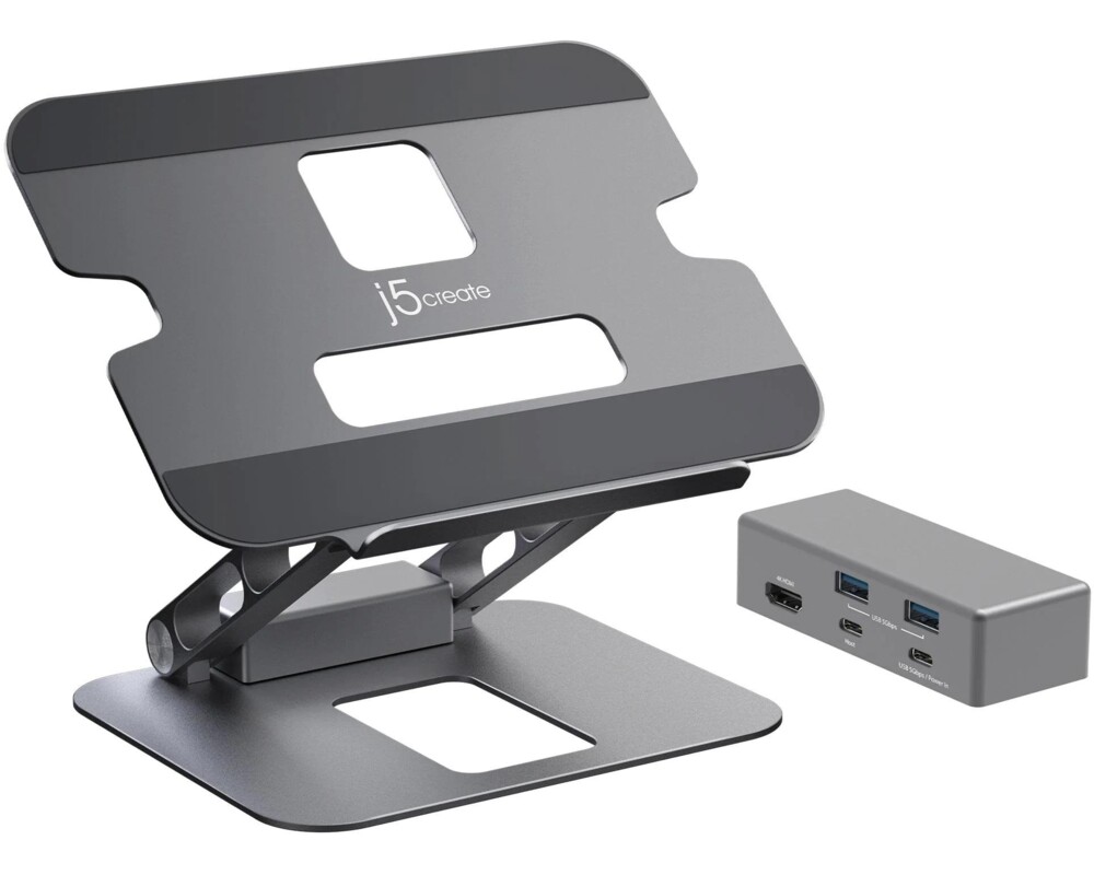 Докинг станция Поставка за лаптоп с докинг станция j5create JTS327, до 16", USB-C, 4K 3