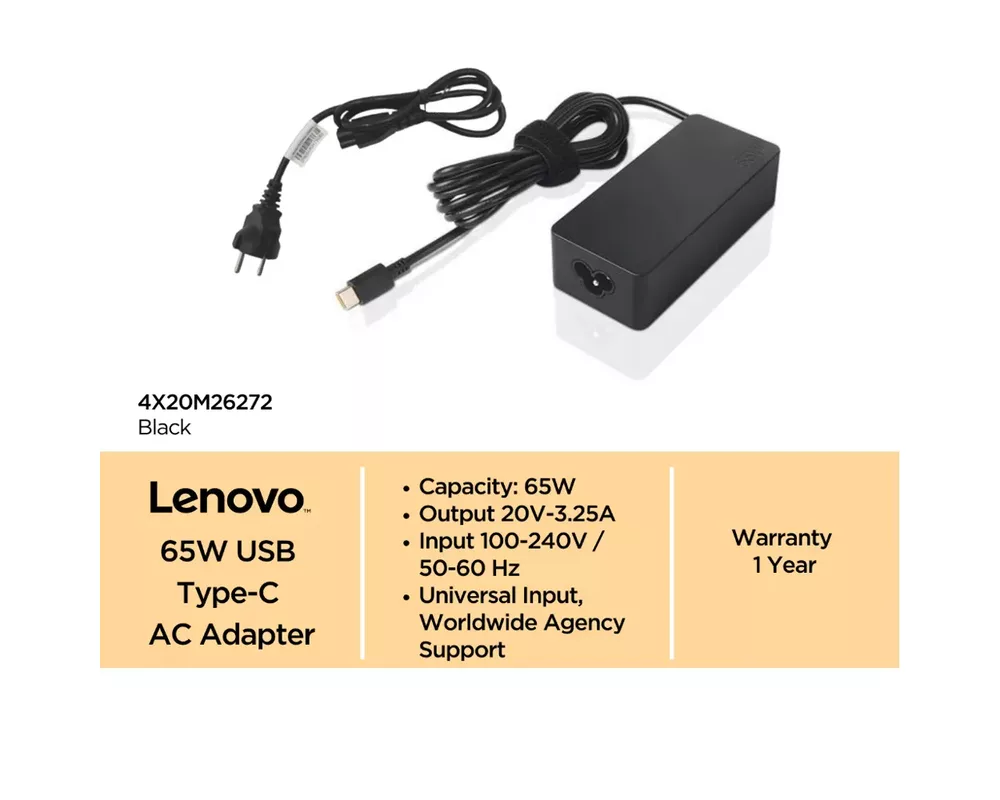 Зарядно Lenovo 65W Standard AC Adapter USB Type-C (EU) 6