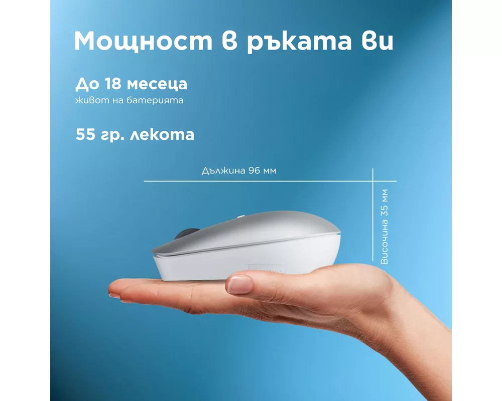 Мишка Lenovo 540 USB-C Wireless Compact Mouse Cloud Grey 5