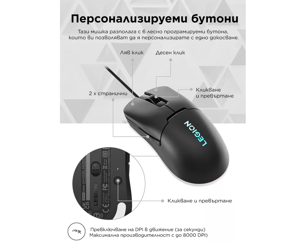 Мишка Lenovo Legion M300s RGB Gaming Mouse 19