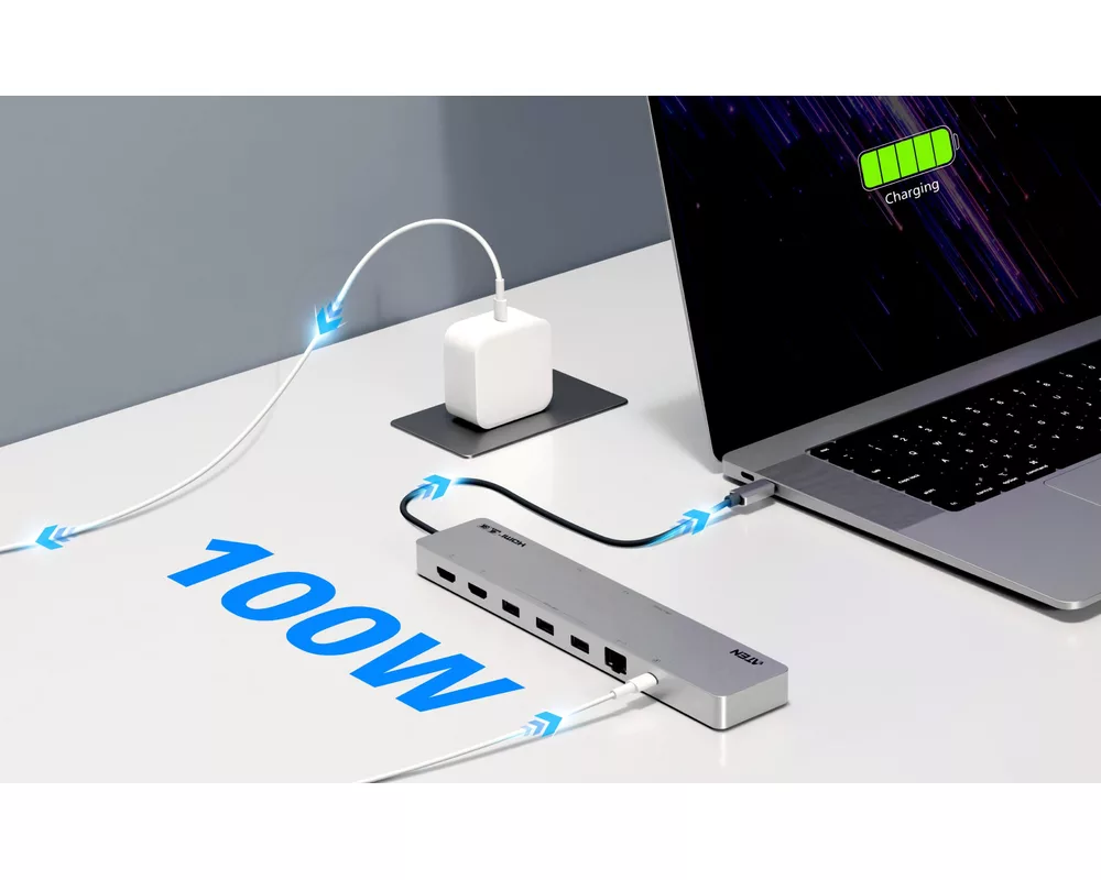 Докинг станция ATEN 11-in-1 USB-C Multiport Dock + Power Pass-Through 7