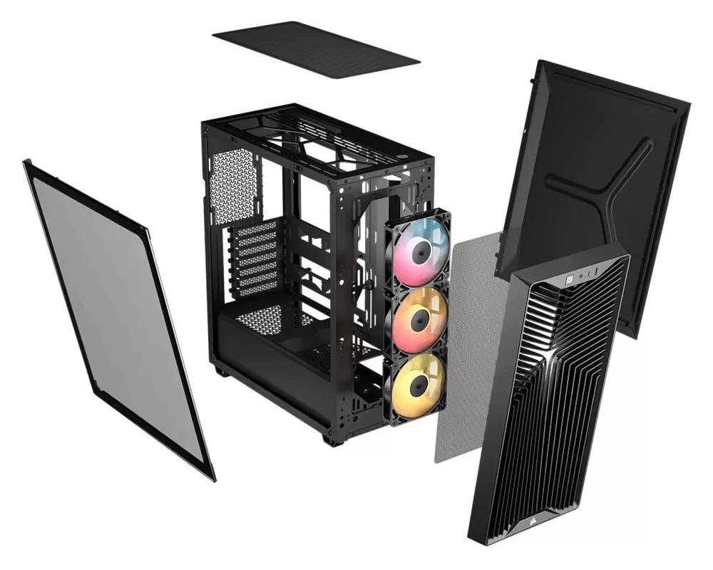 Кутия Corsair 3200D RS ARGB Mid-Tower Performance Case, Black 3