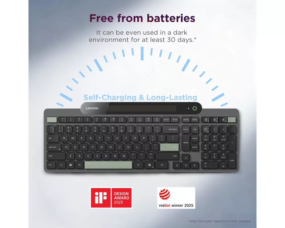 Клавиатура Lenovo Self-Charging Bluetooth Keyboard-Bulgarian 9