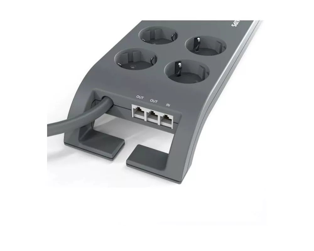 Електрически филтър PHILIPS Surge protector 8 outlets worry free protecting power and surge indicators max current 16 A joules 3 lines protection 2