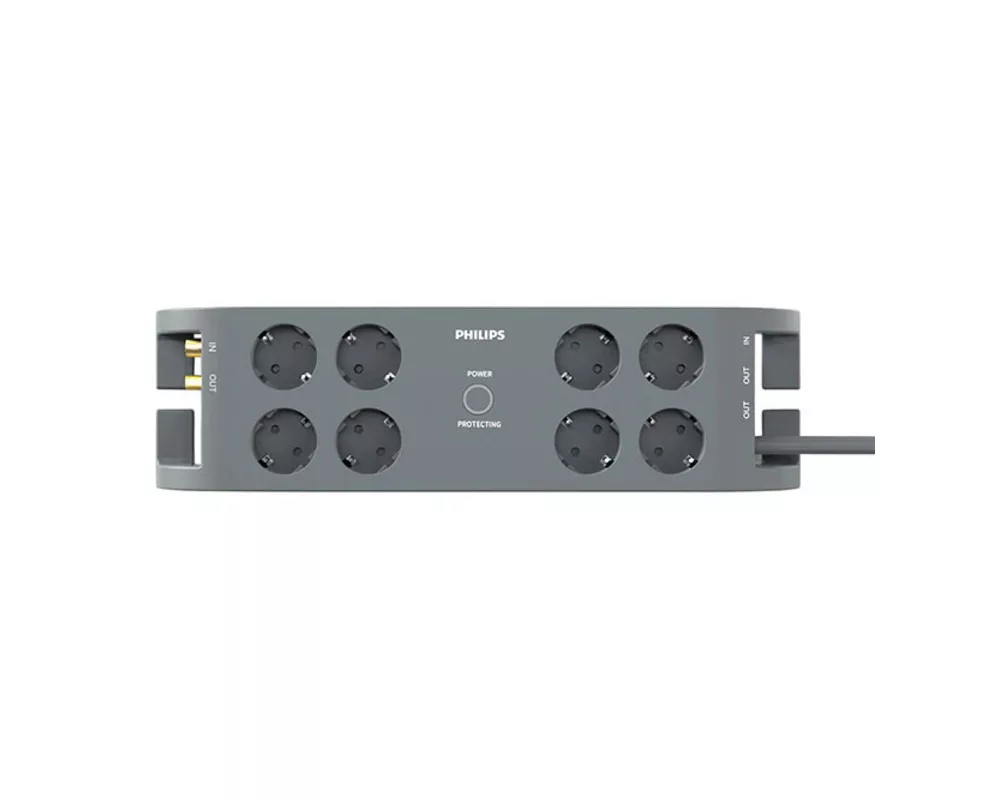 Електрически филтър PHILIPS Surge protector 8 outlets worry free protecting power and surge indicators max current 16 A joules 3 lines protection 3