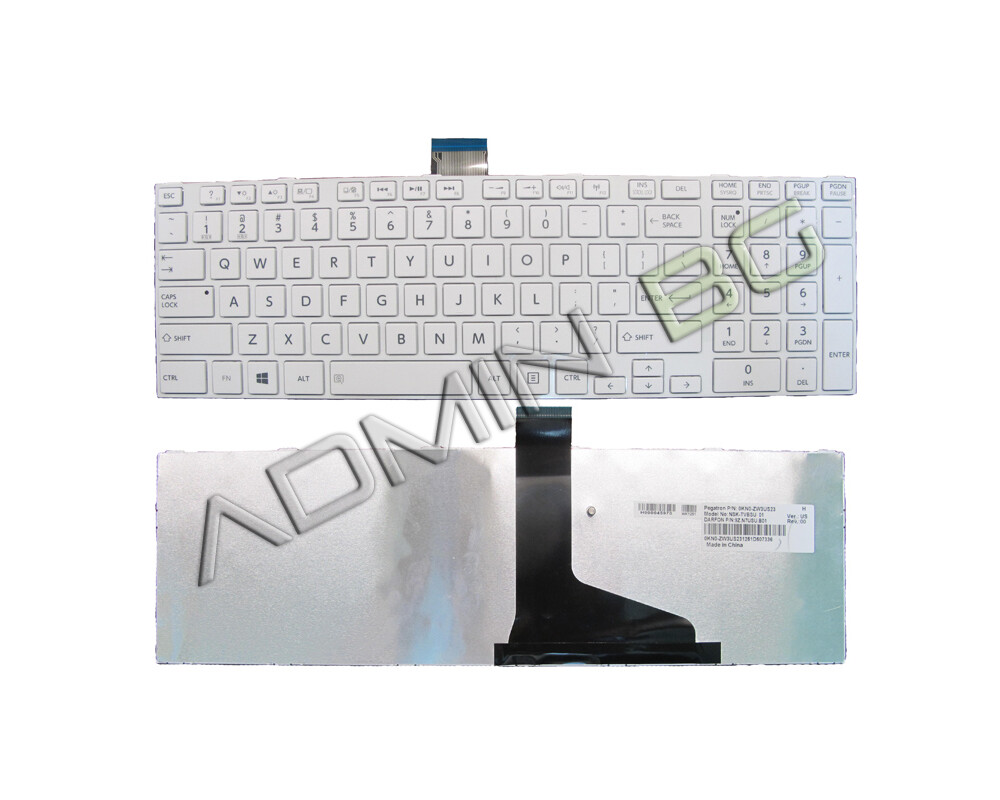 Клавиатура за лаптоп Клавиатура за лаптоп Toshiba Satellite C850 C855 C850D L850 L850D Бяла С Бяла Рамка / White Frame White