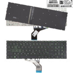 <span>Клавиатура за лаптоп</span> Клавиатура за лаптоп HP Pavilion 15-DA 250 255 G7 Gen7 7th Gen Black Without Frame US With Backlit / Черна Без Рамка (Малък Ентър) с Подсветка (Green Side)  - 