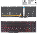 <span>Клавиатура за лаптоп</span> Клавиатура за лаптоп Acer Aspire Nitro AN515-57 AN515-45 Черна Без Рамка, Червена Подсветка US/UK  - 