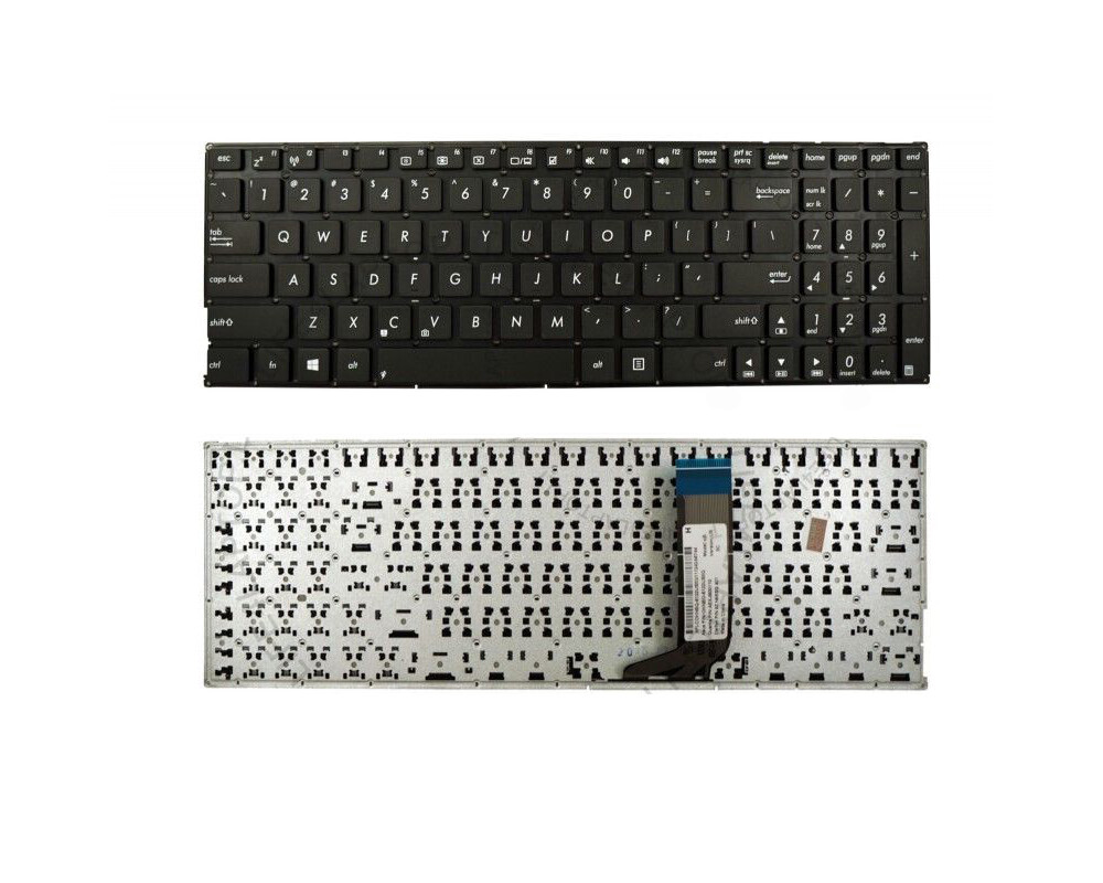 Клавиатура за лаптоп Клавиатура за лаптоп Asus A556 A556U A556UA A556UB A556UF A556UJ A556UR A556UV X556 Черна Без Рамка (Малък Ентър) / Black Without Frame US с Кирилица