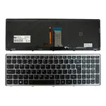 <span>Клавиатура за лаптоп</span> Клавиатура за лаптоп Lenovo IdeaPad U510 Z710 U710 Черна със Сребриста Рамка с Подсветка с Кирилица / Silver Frame Black With Backlit  - 