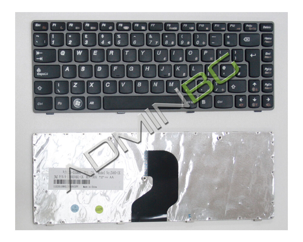 Клавиатура за лаптоп Клавиатура за лаптоп Lenovo IdeaPad Z450 Z460 Gray Frame Black Клавиатура за лаптоп Клавиатура за лаптоп Lenovo IdeaPad Z450 Z460 Gray Frame Black